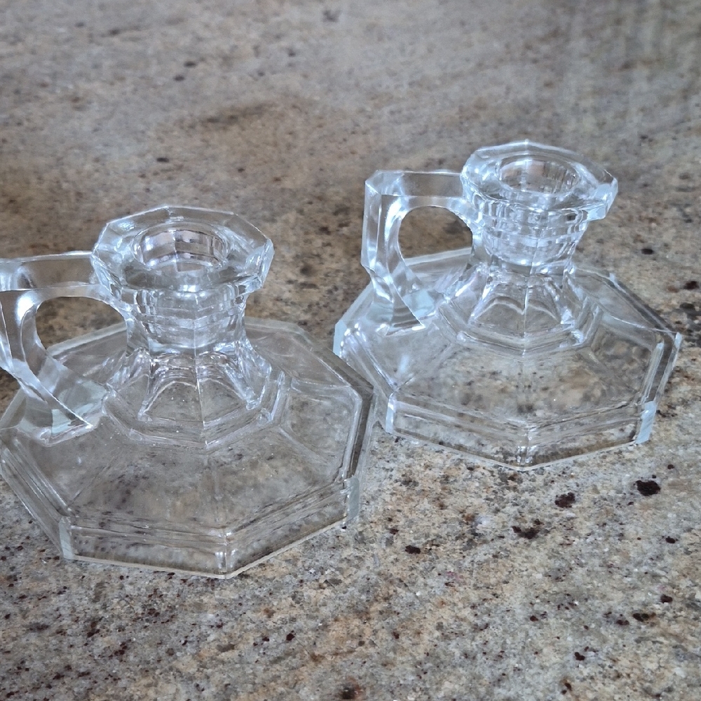 Crystal Clear Glass Candle Holders